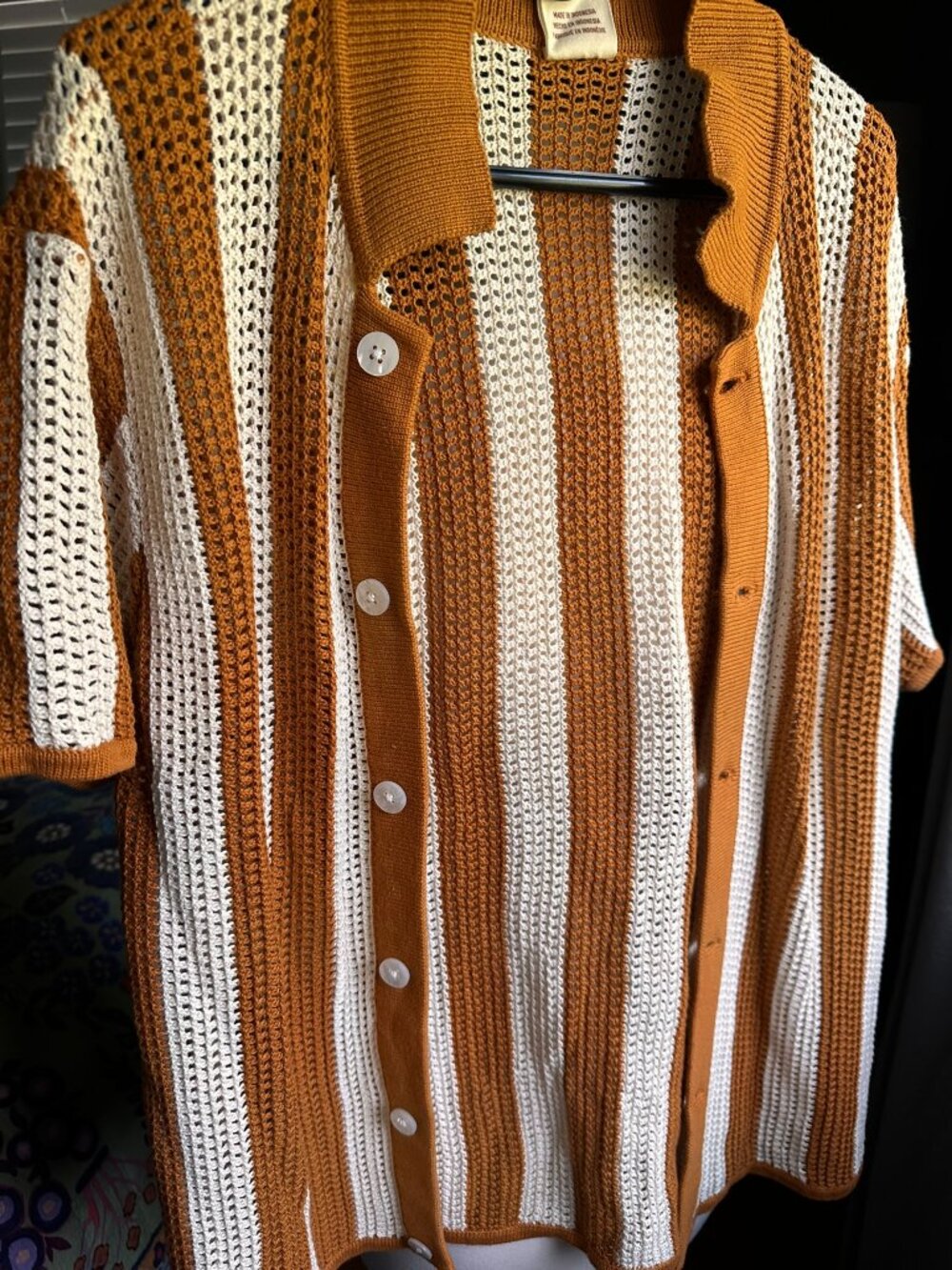 Dandy Del Mar The Dominica Crochet Shirt – Burnt Sienna Stripe